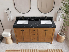 Chicago Veneer Teak 60 in. W x 22 in. D Double Sink Bathroom Vanity - photo 7