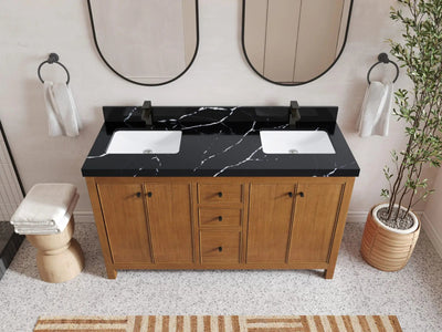 Chicago Teak Veneer 60 in. W x 22 in. D Double Sink Bathroom Vanity
