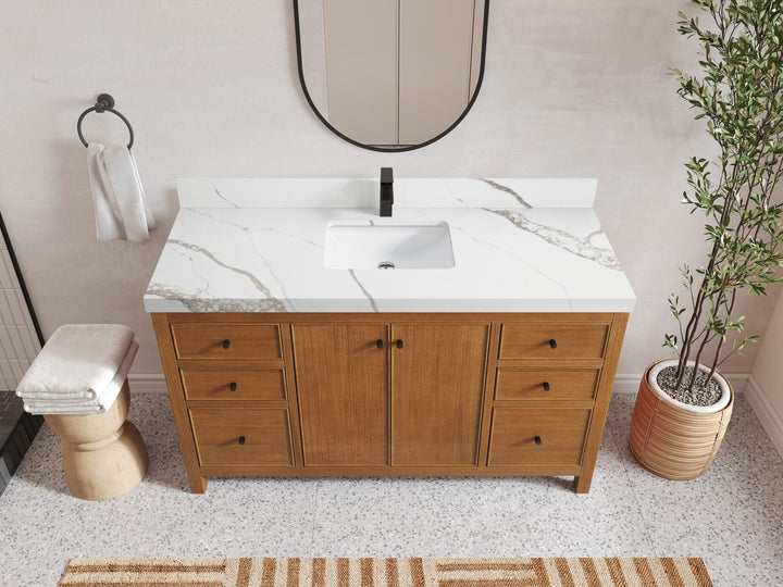 Chicago Veneer Teak 60 in. W x 22 in. D Single Sink Bathroom Vanity - photo 8