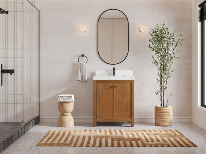 Chicago Veneer Teak 30 in. W x 22 in. D Single Sink Bathroom Vanity - photo 4