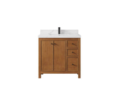 Chicago Veneer Teak 36 in. W x 22 in. D Center Sink Bathroom Vanity - photo 1