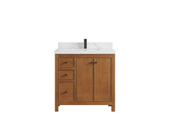Chicago Veneer Teak 36 in. W x 22 in. D Center Sink Bathroom Vanity - photo 1