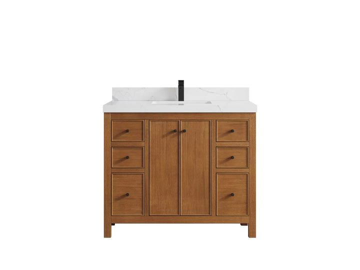 Chicago Veneer Teak 42 in. W x 22 in. D Single Sink Bathroom Vanity - photo 1