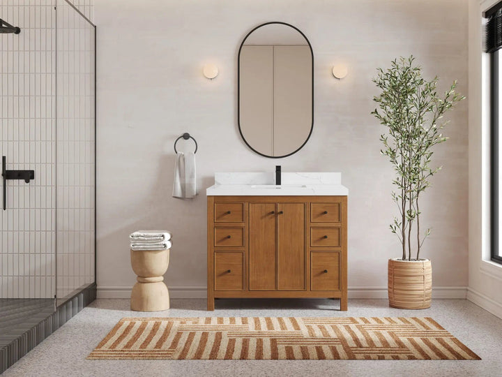 Chicago Veneer Teak 42 in. W x 22 in. D Single Sink Bathroom Vanity - photo 4