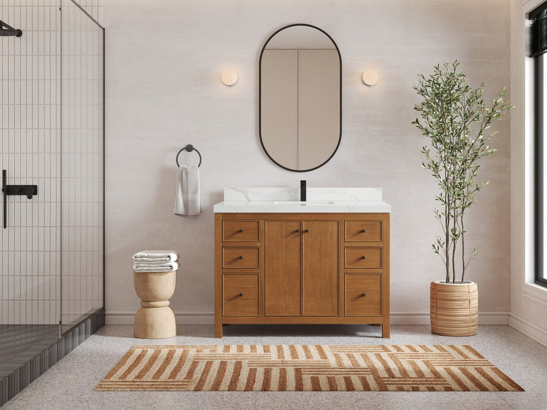 Chicago Veneer Teak 48 in. W x 22 in. D Single Sink Bathroom Vanity