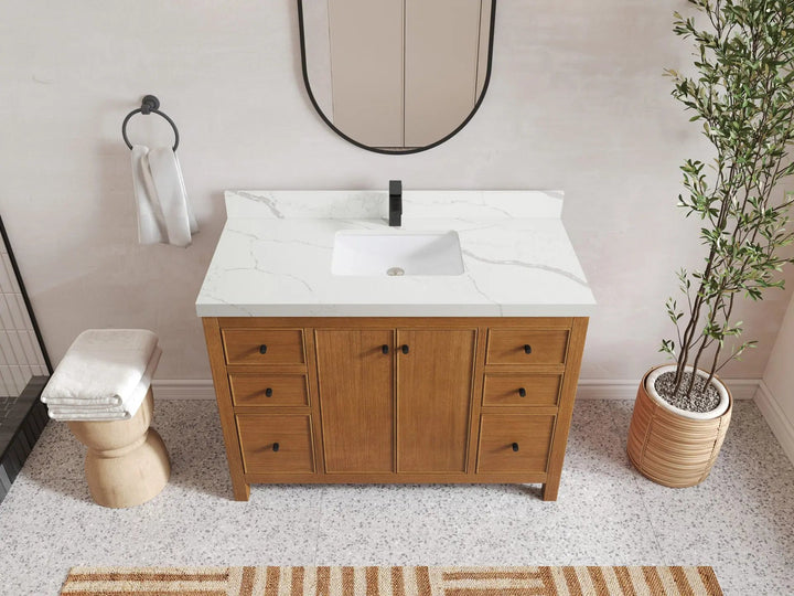 Chicago Veneer Teak 48 in. W x 22 in. D Single Sink Bathroom Vanity - photo 9
