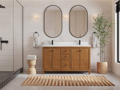 Chicago Veneer Teak 60 in. W x 22 in. D Double Sink Bathroom Vanity - photo 4