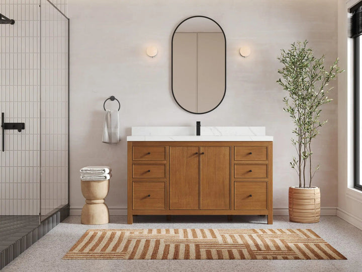 Chicago Veneer Teak 60 in. W x 22 in. D Single Sink Bathroom Vanity - photo 4
