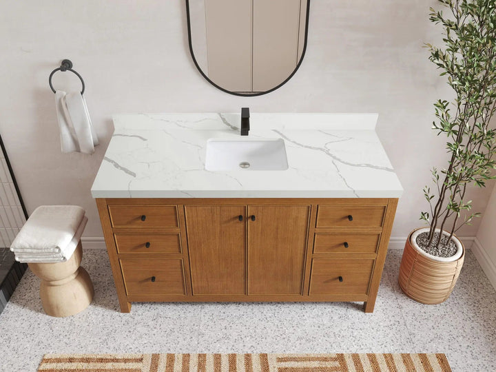 Chicago Veneer Teak 60 in. W x 22 in. D Single Sink Bathroom Vanity - photo 9