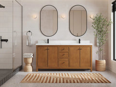 Chicago Veneer Teak 72 in. W x 22 in. D Double Sink Bathroom Vanity - photo 4
