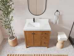 Chicago Veneer Teak 36 in. W x 22 in. D Left Offset Sink Bathroom Vanity - photo 10