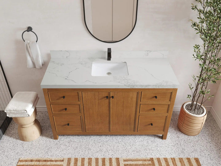 Chicago Veneer Teak 60 in. W x 22 in. D Single Sink Bathroom Vanity - photo 10