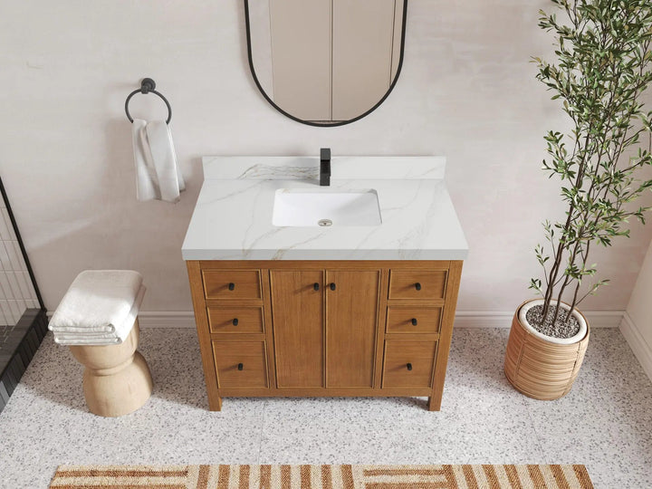 Chicago Veneer Teak 42 in. W x 22 in. D Single Sink Bathroom Vanity - photo 11