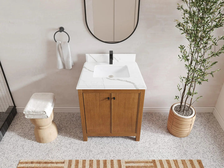 Chicago Veneer Teak 30 in. W x 22 in. D Single Sink Bathroom Vanity - photo 14
