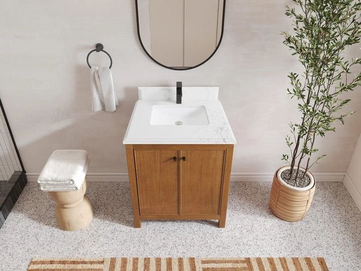 Chicago Veneer Teak 30 in. W x 22 in. D Single Sink Bathroom Vanity - photo 15