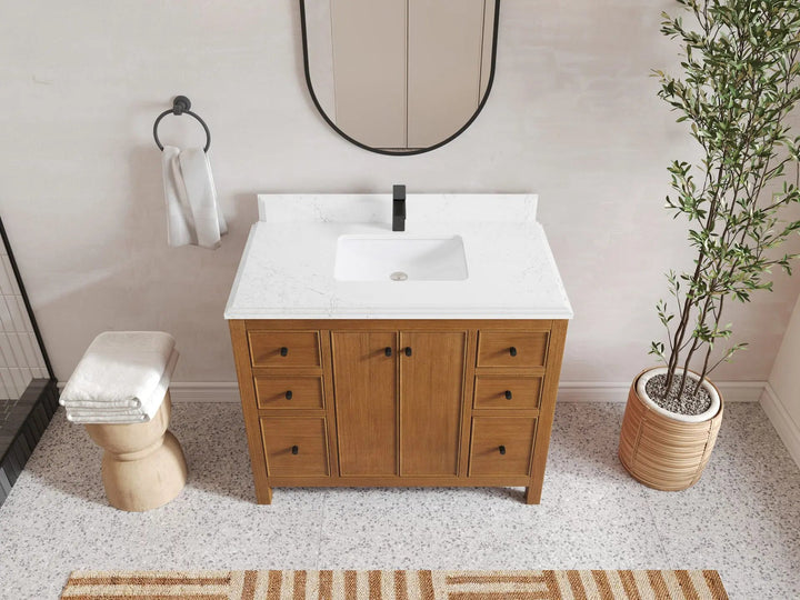 Chicago Veneer Teak 42 in. W x 22 in. D Single Sink Bathroom Vanity - photo 15