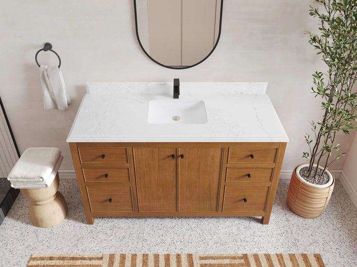 Chicago Veneer Teak 60 in. W x 22 in. D Single Sink Bathroom Vanity - photo 15