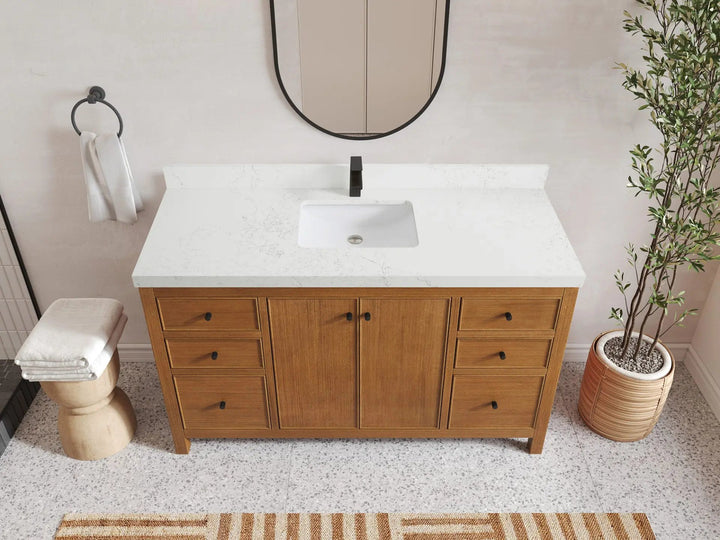 Chicago Veneer Teak 60 in. W x 22 in. D Single Sink Bathroom Vanity - photo 17