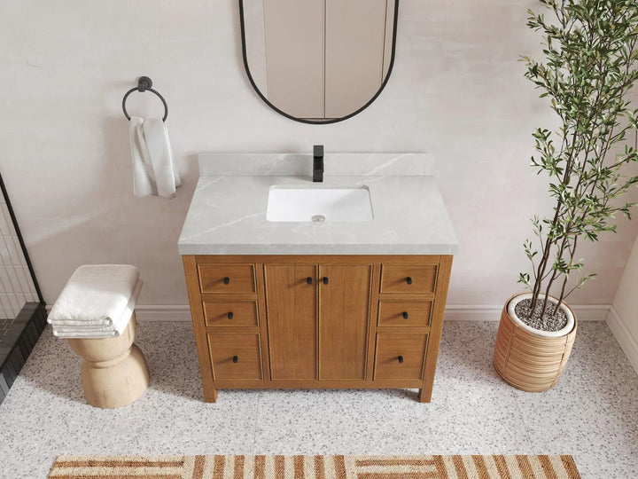 Chicago Veneer Teak 42 in. W x 22 in. D Single Sink Bathroom Vanity - photo 18