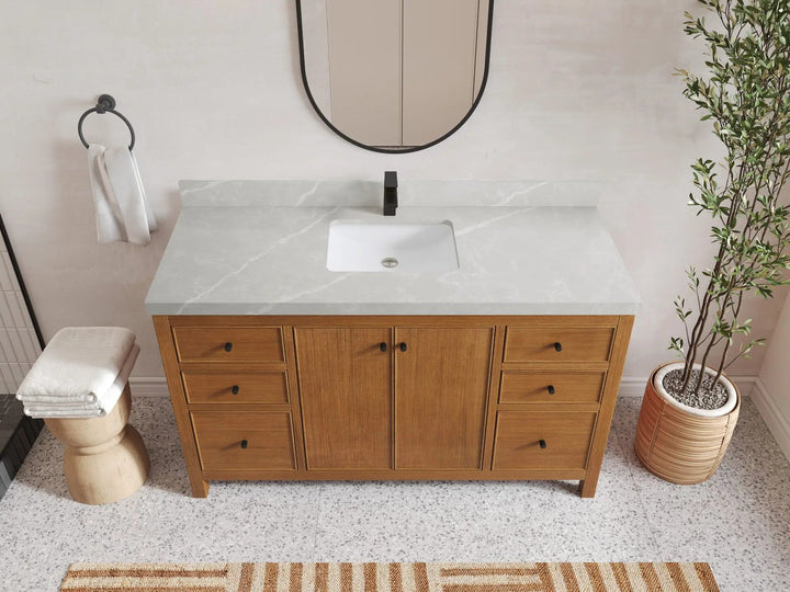 Chicago Veneer Teak 60 in. W x 22 in. D Single Sink Bathroom Vanity - photo 18