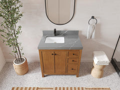 Chicago Veneer Teak 36 in. W x 22 in. D Left Offset Sink Bathroom Vanity - photo 19