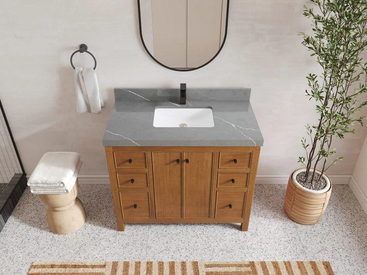 Chicago Veneer Teak 42 in. W x 22 in. D Single Sink Bathroom Vanity - photo 19