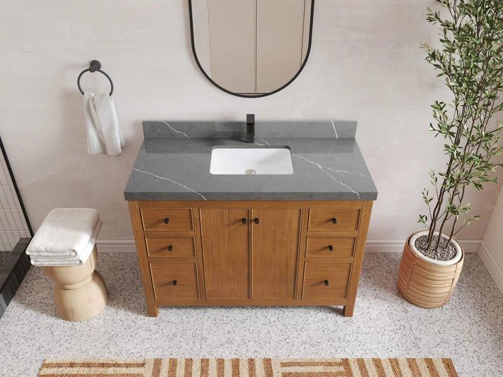 Chicago Veneer Teak 48 in. W x 22 in. D Single Sink Bathroom Vanity - photo 19