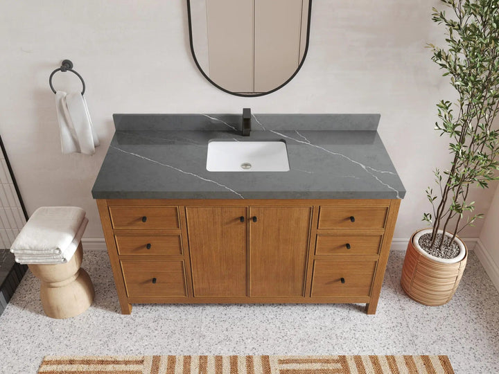 Chicago Veneer Teak 60 in. W x 22 in. D Single Sink Bathroom Vanity - photo 19