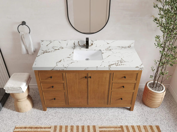 Chicago Veneer Teak 60 in. W x 22 in. D Single Sink Bathroom Vanity - photo 20