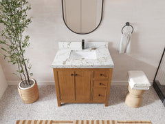 Chicago Veneer Teak 36 in. W x 22 in. D Center Sink Bathroom Vanity - photo 21
