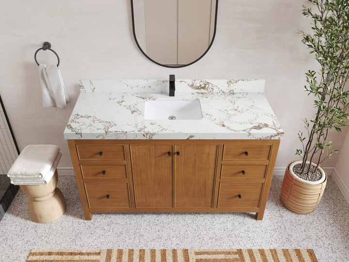 Chicago Veneer Teak 60 in. W x 22 in. D Single Sink Bathroom Vanity - photo 21