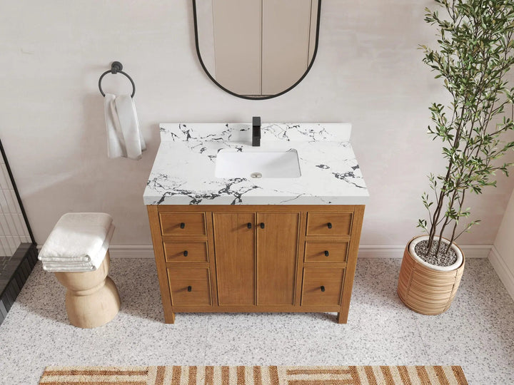 Chicago Veneer Teak 42 in. W x 22 in. D Single Sink Bathroom Vanity - photo 22