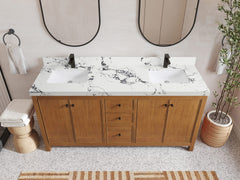 Chicago Veneer Teak 72 in. W x 22 in. D Double Sink Bathroom Vanity - photo 38