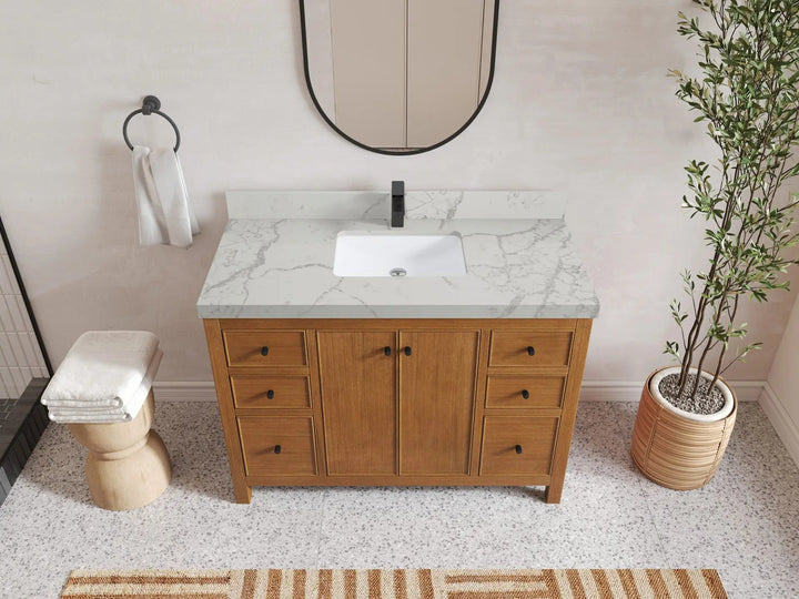 Chicago Veneer Teak 48 in. W x 22 in. D Single Sink Bathroom Vanity - photo 23