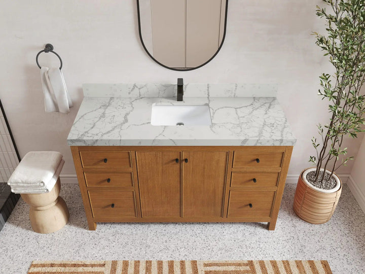 Chicago Veneer Teak 60 in. W x 22 in. D Single Sink Bathroom Vanity - photo 23