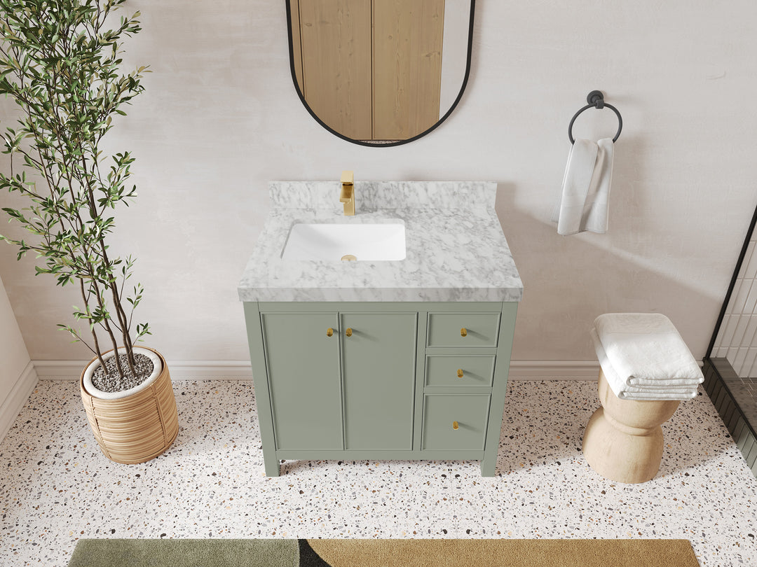 Chicago 36 in. W x 22 in. D Left Offset Sink Bathroom Vanity