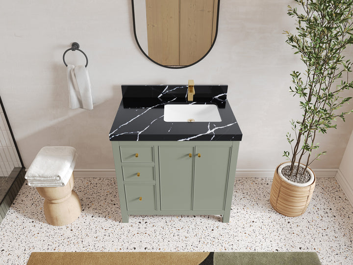 Chicago 36 in. W x 22 in. D Right Offset Sink Bathroom Vanity - photo 8