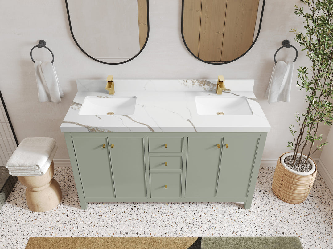Chicago 60 in. W x 22 in. D Double Sink Bathroom Vanity