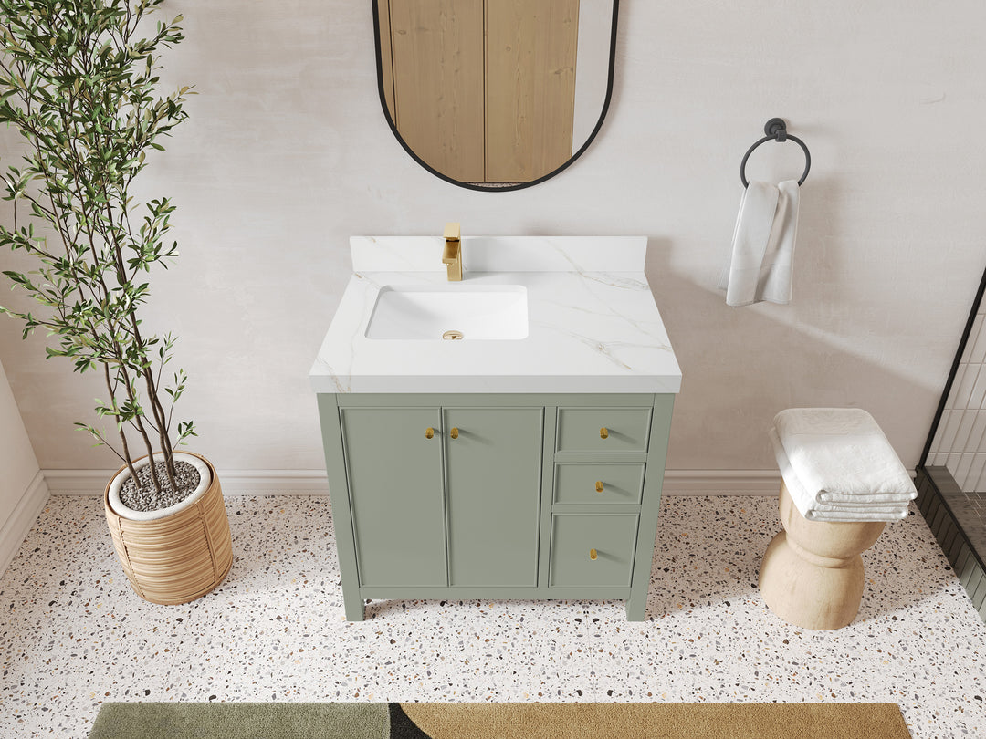 Chicago 36 in. W x 22 in. D Left Offset Sink Bathroom Vanity