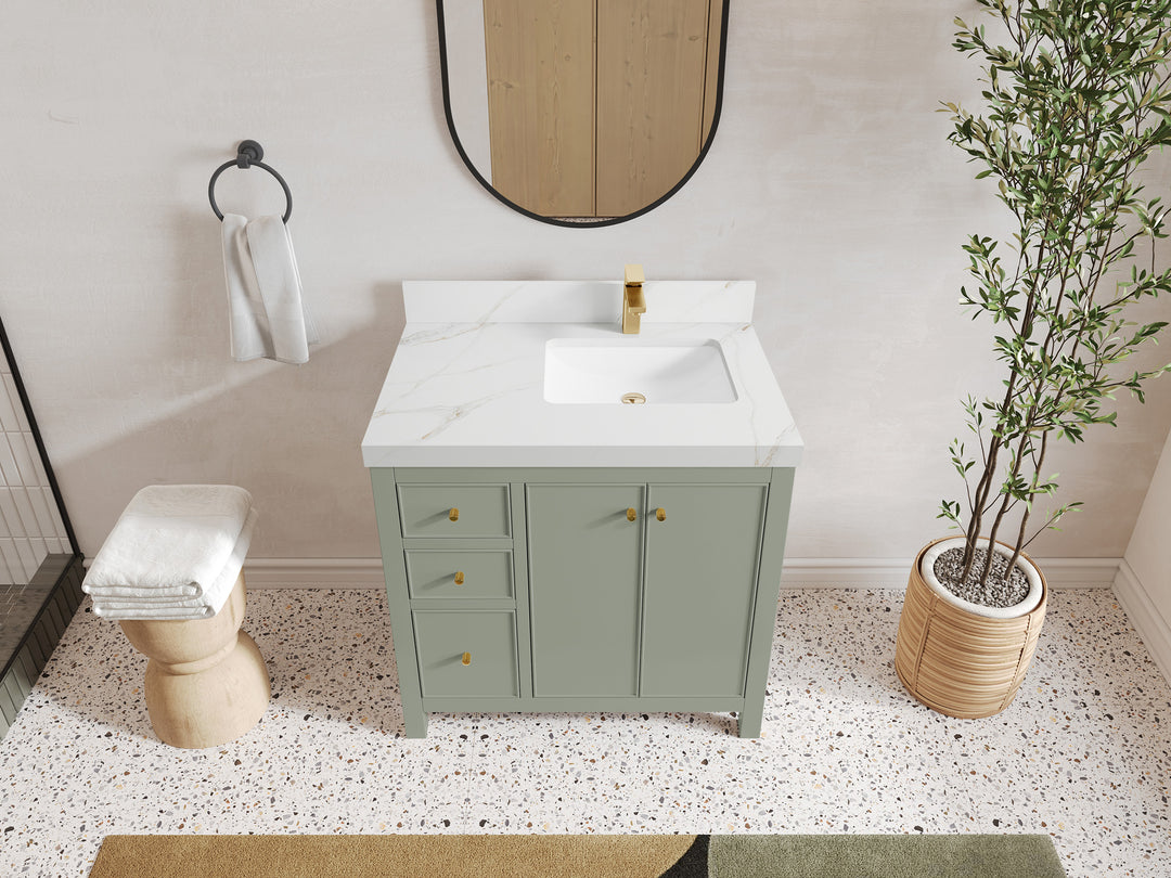 Chicago 36 in. W x 22 in. D Right Offset Sink Bathroom Vanity