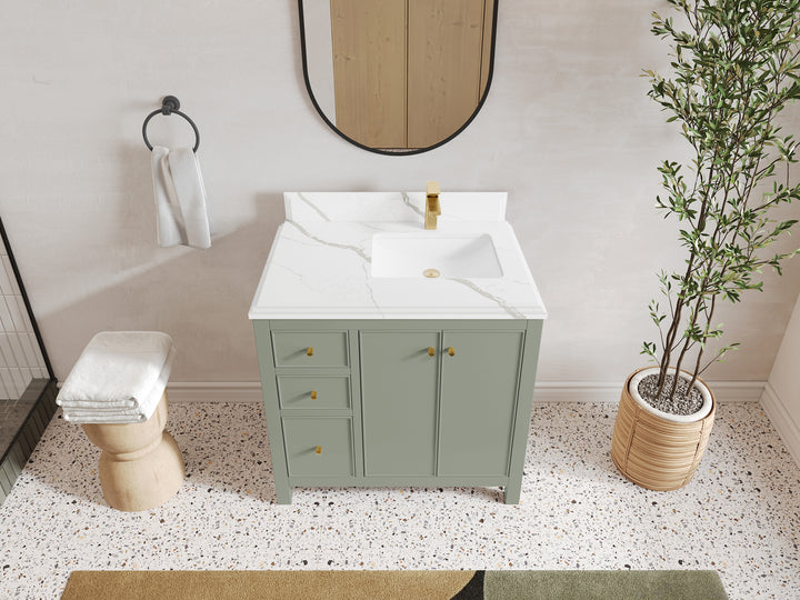 Chicago 36 in. W x 22 in. D Right Offset Sink Bathroom Vanity - photo 22