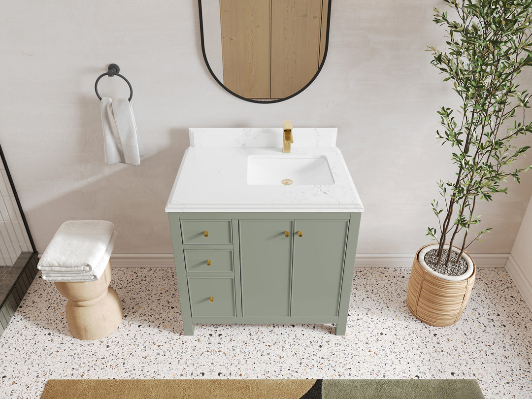 Chicago 36 in. W x 22 in. D Right Offset Sink Bathroom Vanity