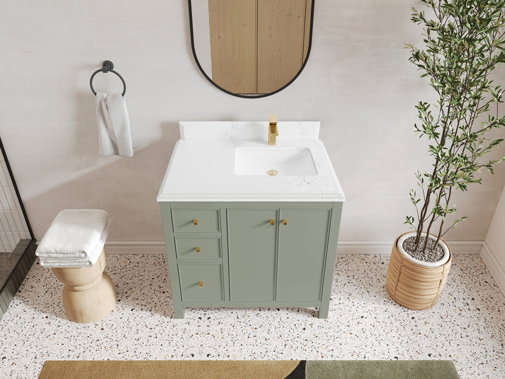 Chicago 36 in. W x 22 in. D Right Offset Sink Bathroom Vanity - photo 24