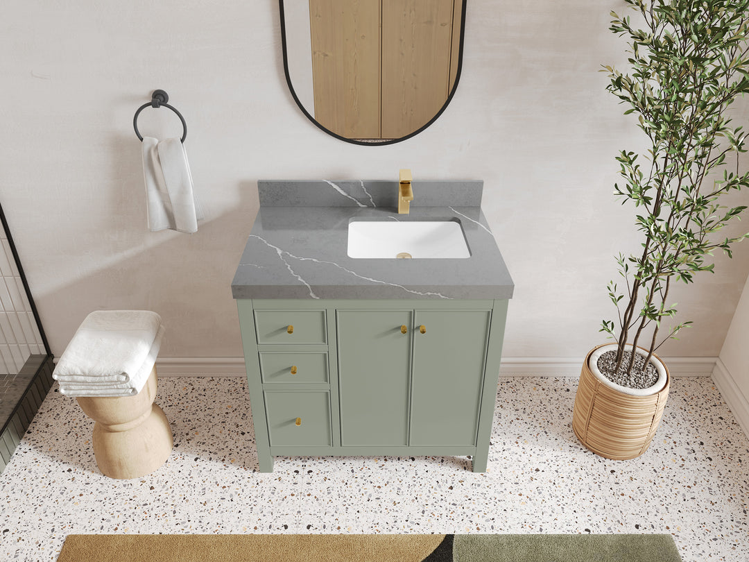 Chicago 36 in. W x 22 in. D Right Offset Sink Bathroom Vanity