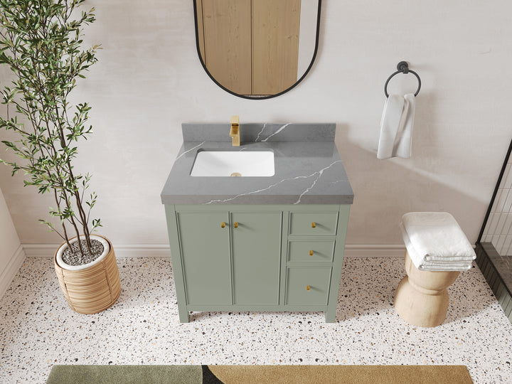 Chicago 36 in. W x 22 in. D Left Offset Sink Bathroom Vanity - photo 32