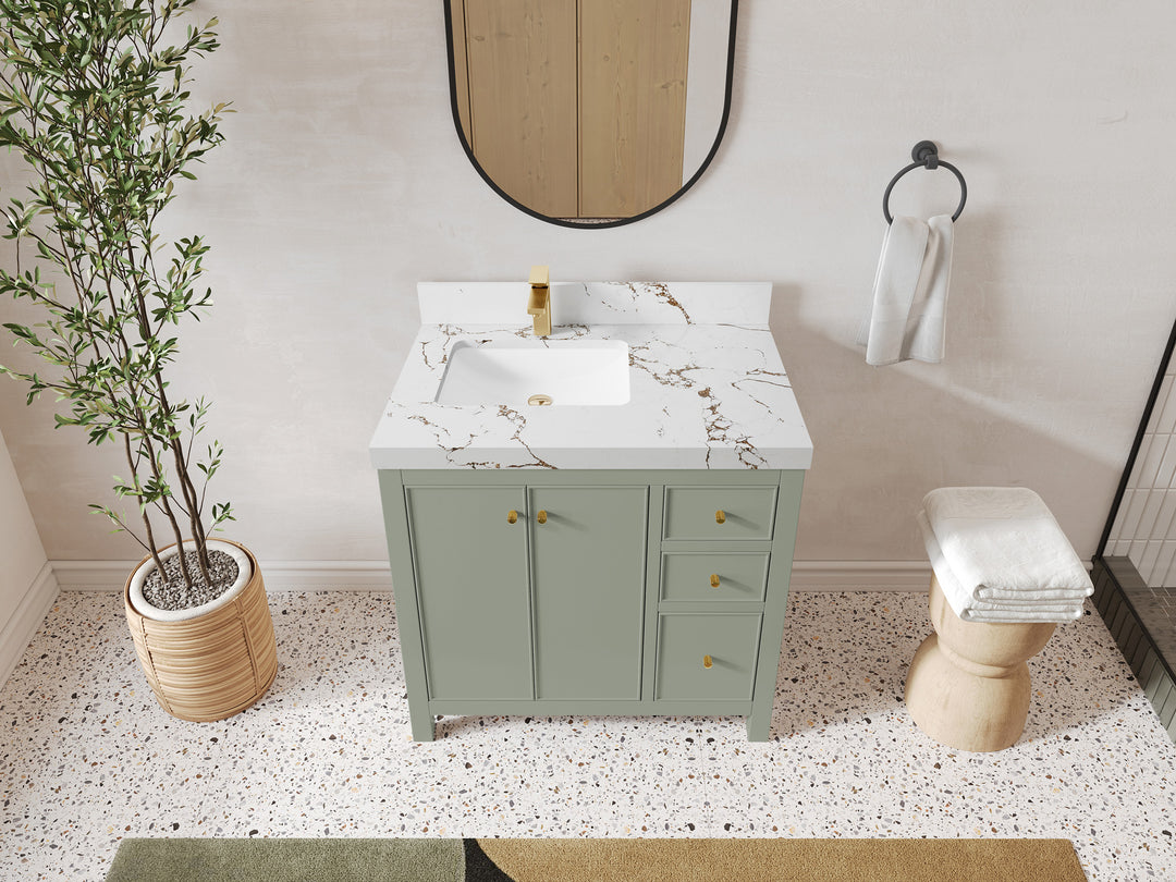 Chicago 36 in. W x 22 in. D Left Offset Sink Bathroom Vanity