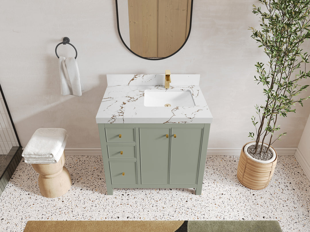 Chicago 36 in. W x 22 in. D Right Offset Sink Bathroom Vanity