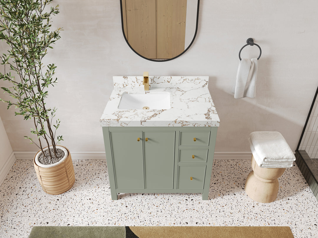 Chicago 36 in. W x 22 in. D Left Offset Sink Bathroom Vanity