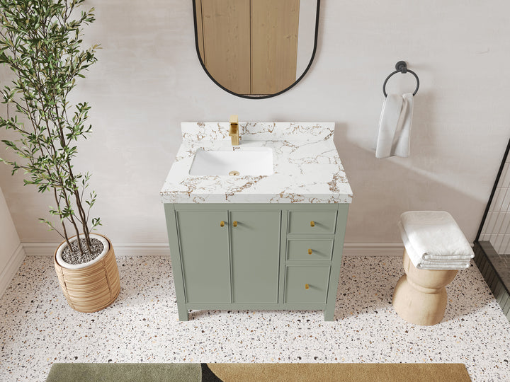 Chicago 36 in. W x 22 in. D Left Offset Sink Bathroom Vanity - photo 36