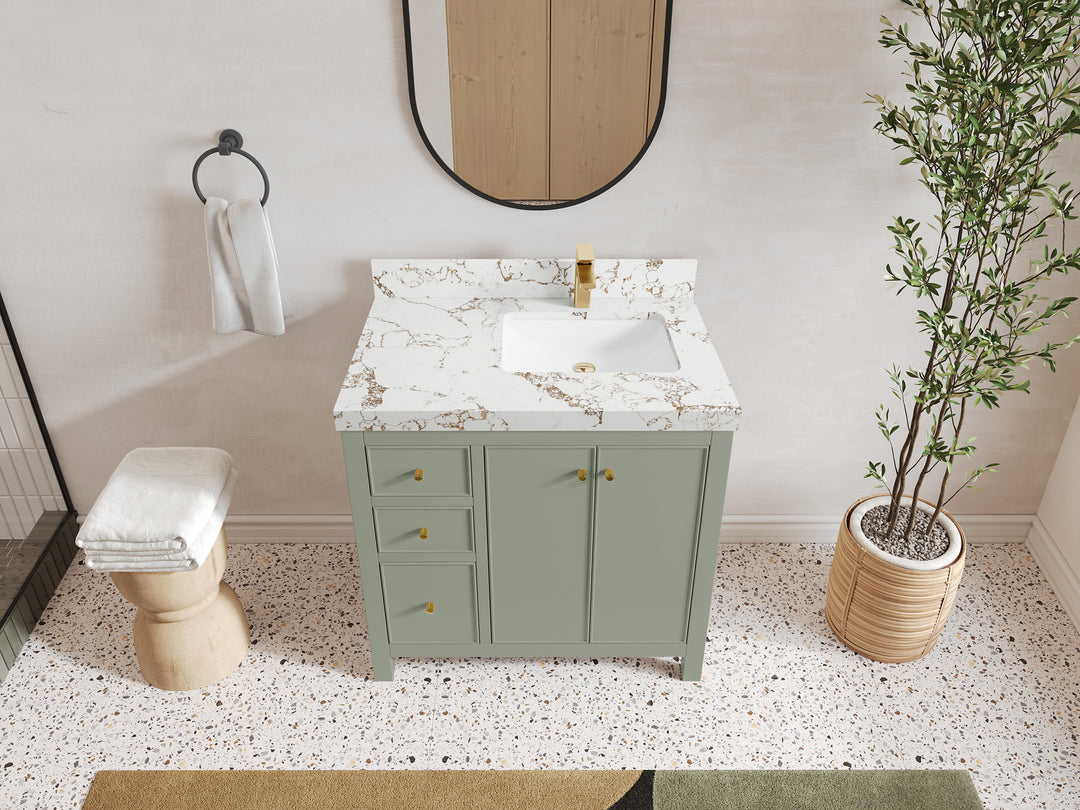 Chicago 36 in. W x 22 in. D Right Offset Sink Bathroom Vanity
